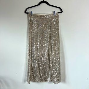 H&M | Silver Sequin Midi Skirt